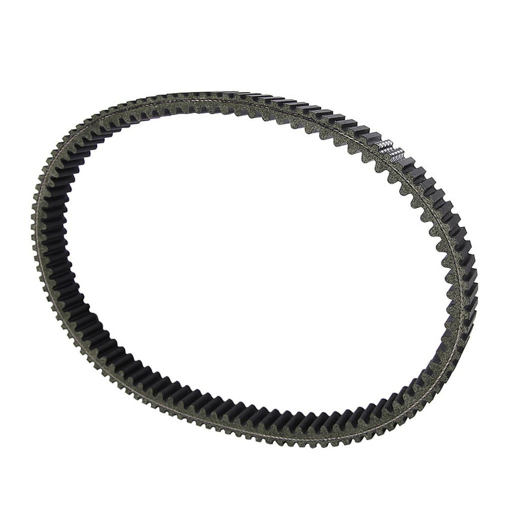 Clutch drive belt with black ribbed edge and toothed inner sides