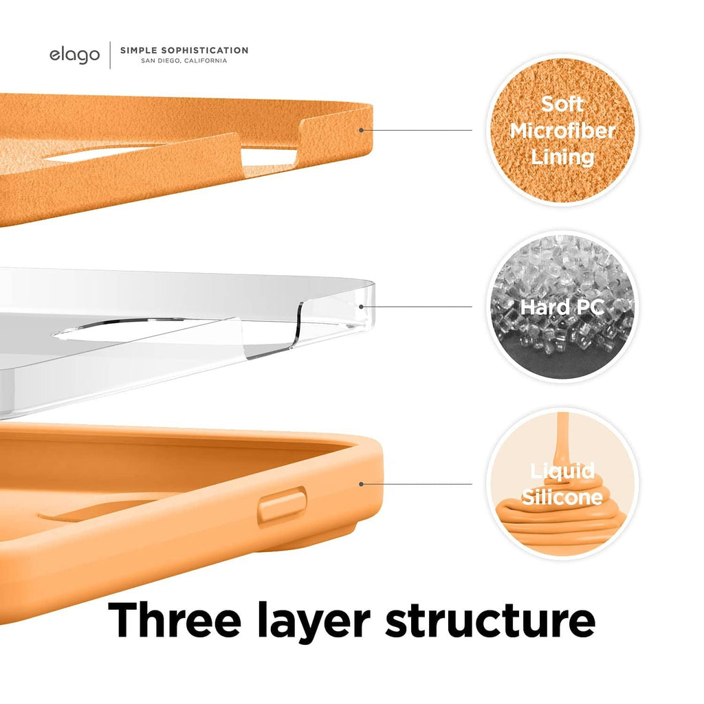 Orange silicone iPhone case with micro-texture finish and liquid silicone surface