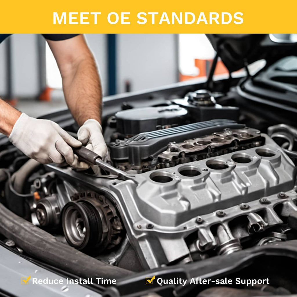 Mechanic hands using a tool in the engine bay during grille shutter installation