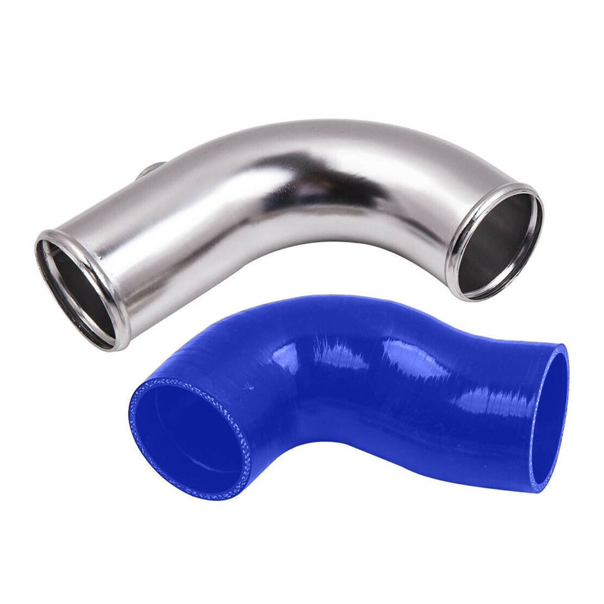 Stainless steel intercooler elbow pipe with blue silicone sleeve coupler