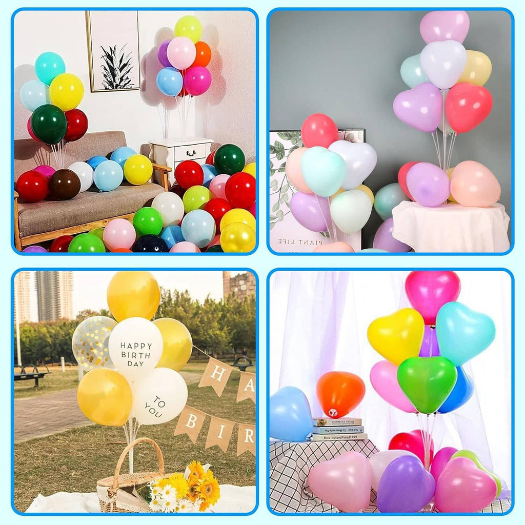 Balloon stand kit used to display multiple balloon clusters on clear stands