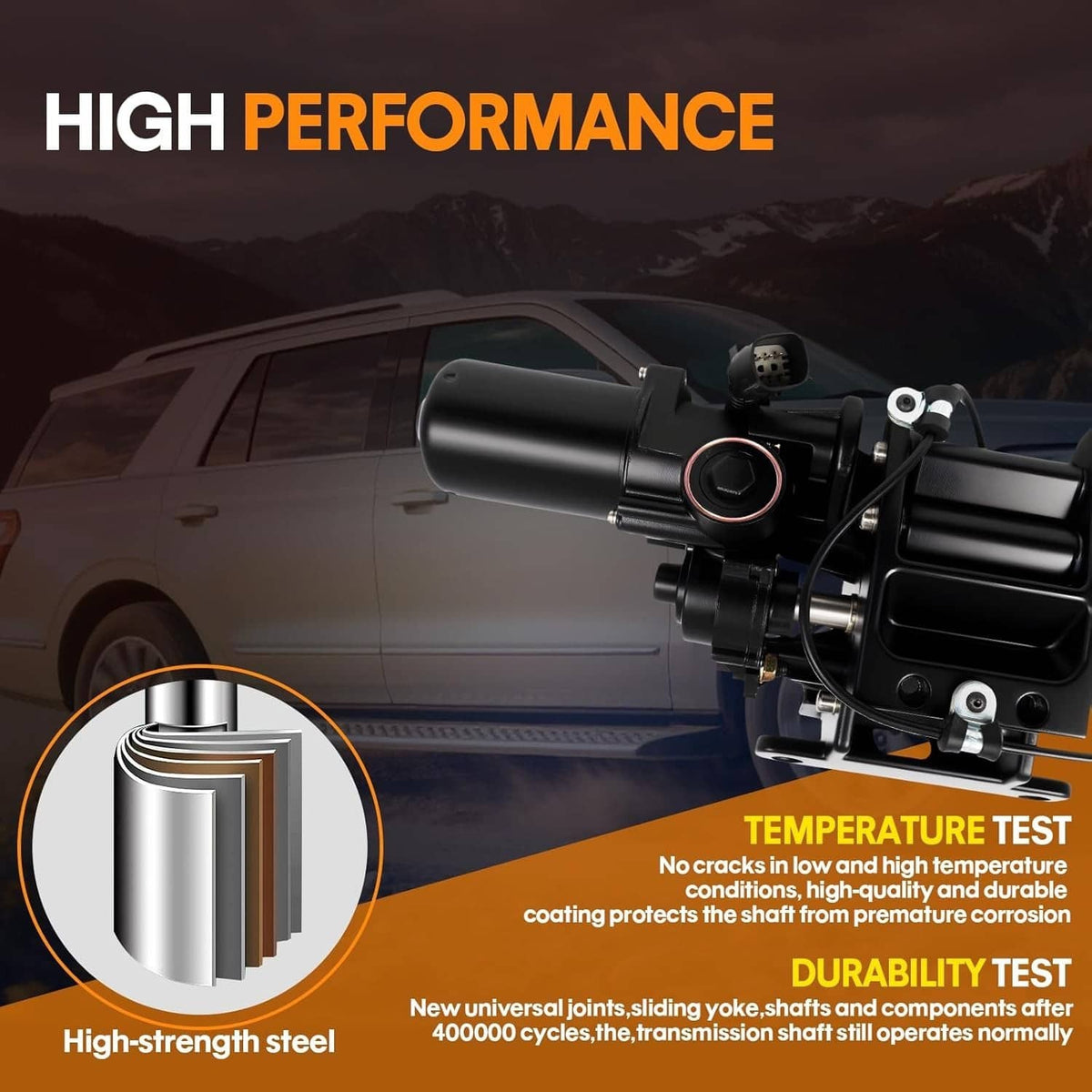 Black power running board motor on vehicle side, cylindrical actuator with bracket mount