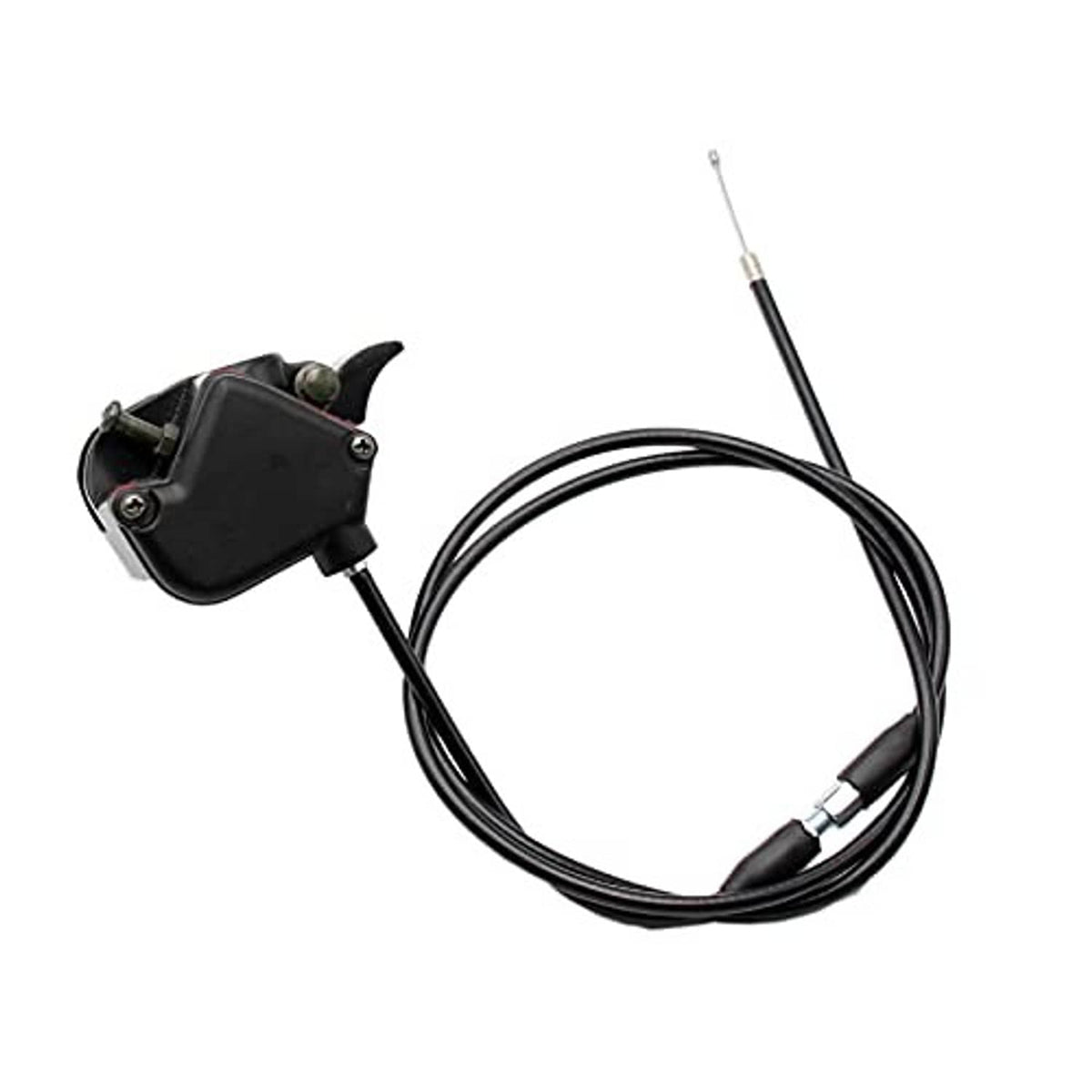 Black thumb throttle lever with long black control cable and inner wire