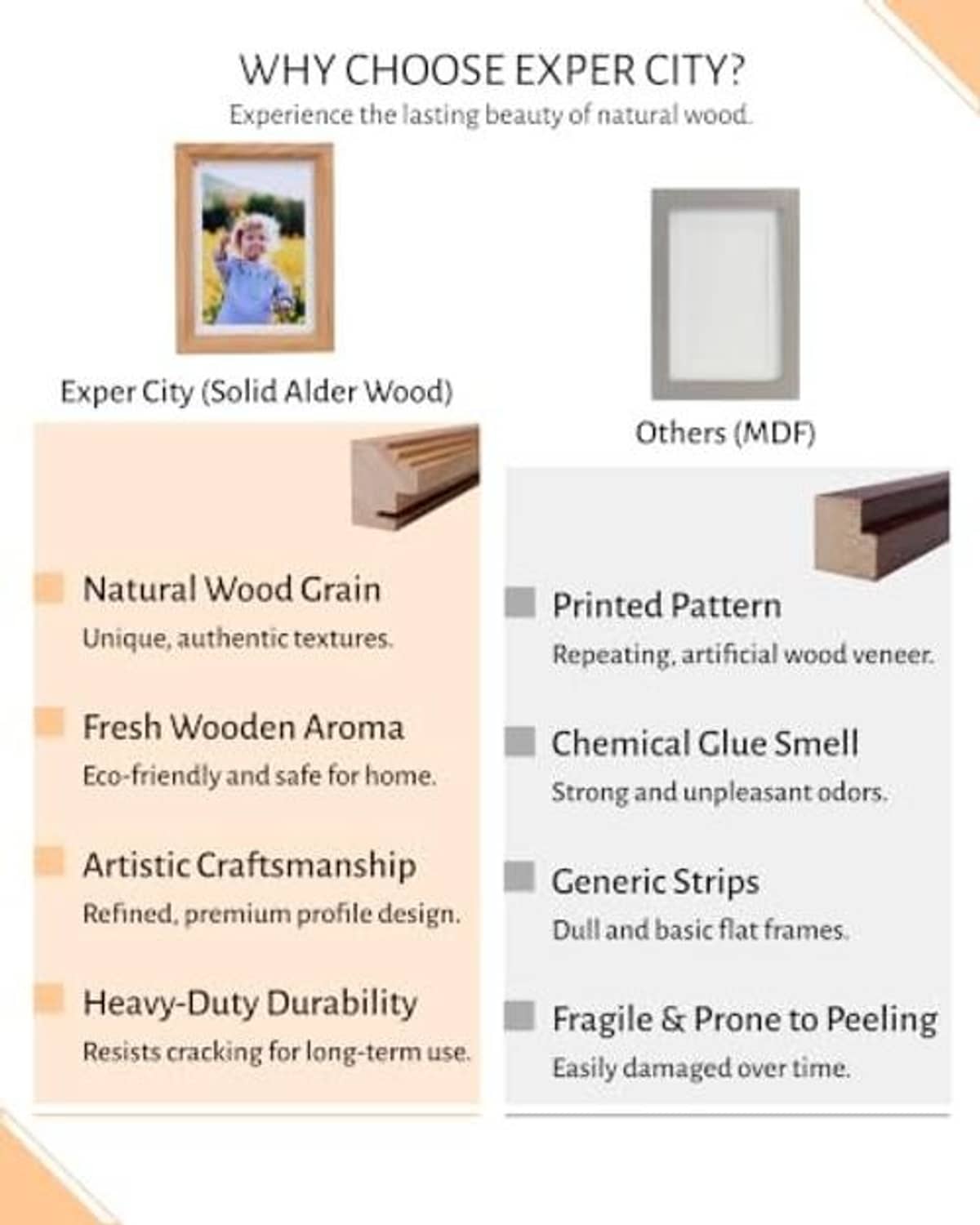 Light wood picture frame with child photo, and a matching blank frame displayed