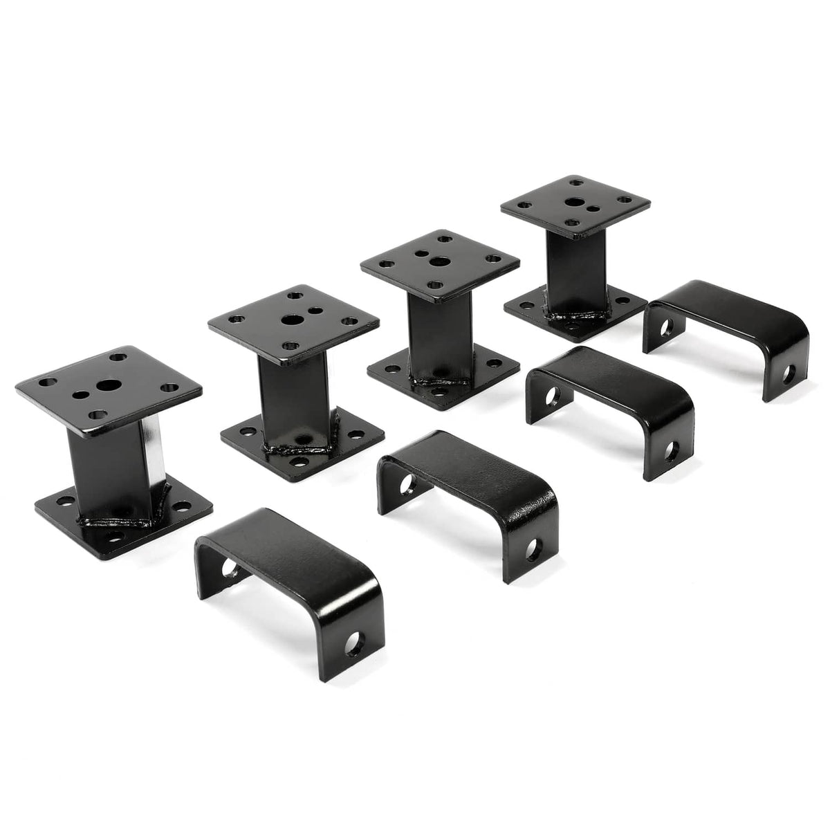 4 in block lift kit parts set: black steel lift blocks and side brackets
