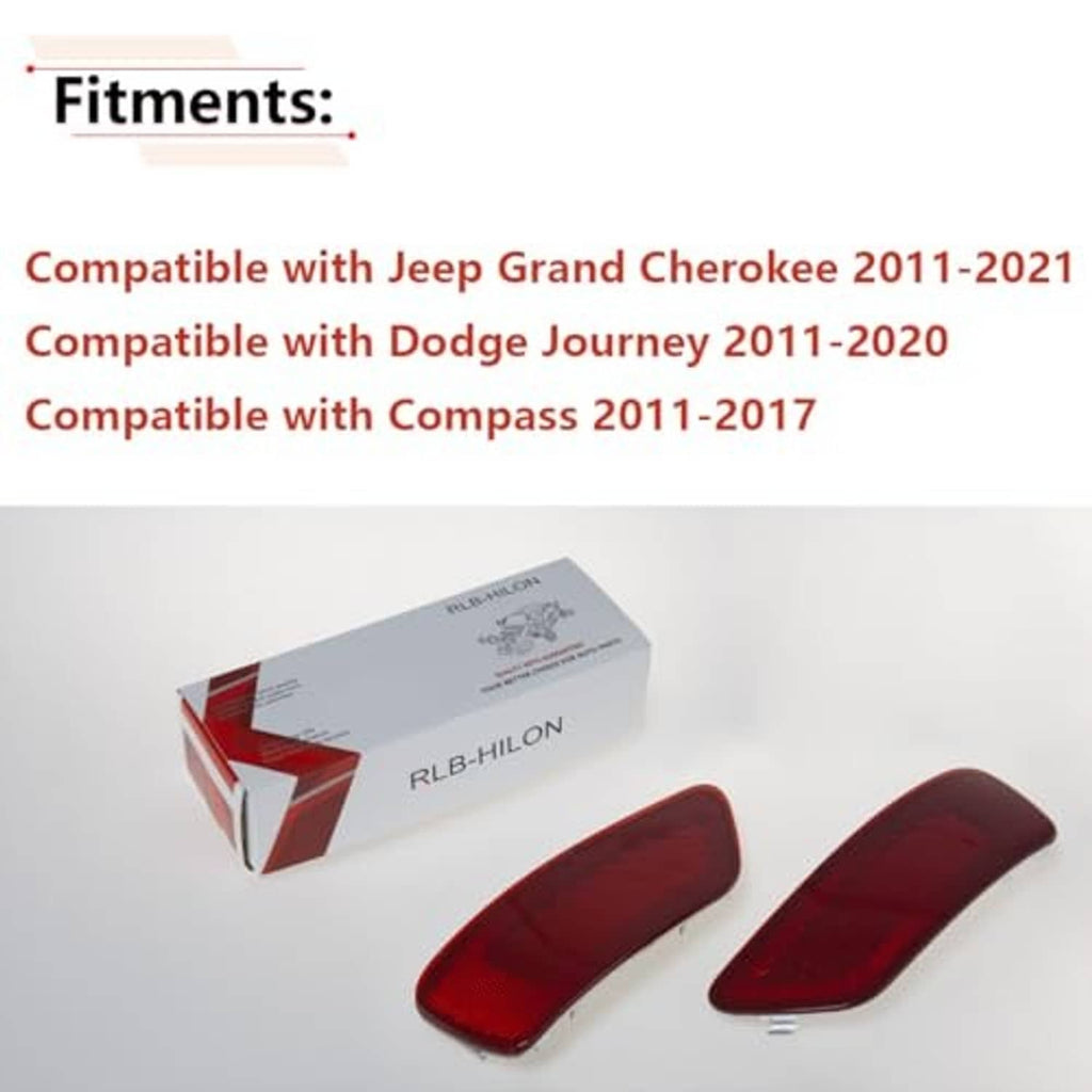 Pair of red rear bumper reflector lenses with honeycomb pattern