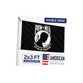 Outdoor double-sided POW-MIA flag (2x3 ft) with pole grommets, black fabric emblem