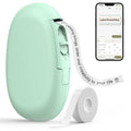 Green portable Bluetooth label maker machine with tape roll and phone app preview