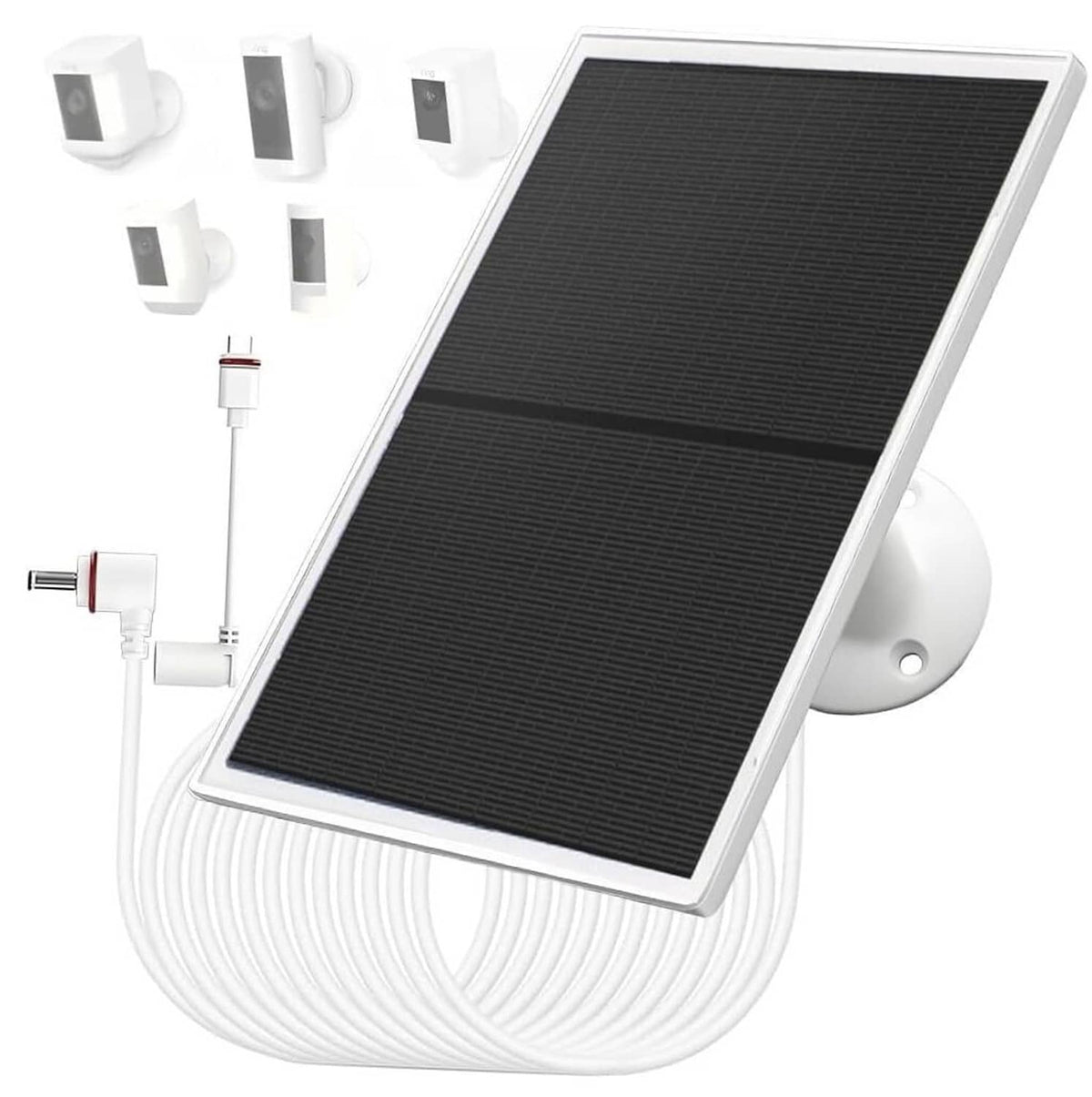 10W solar panel charger with DC3.5mm and USB ports, black panel and white frame