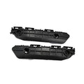 Pair of black front bumper mounting support brackets with circular mounting holes