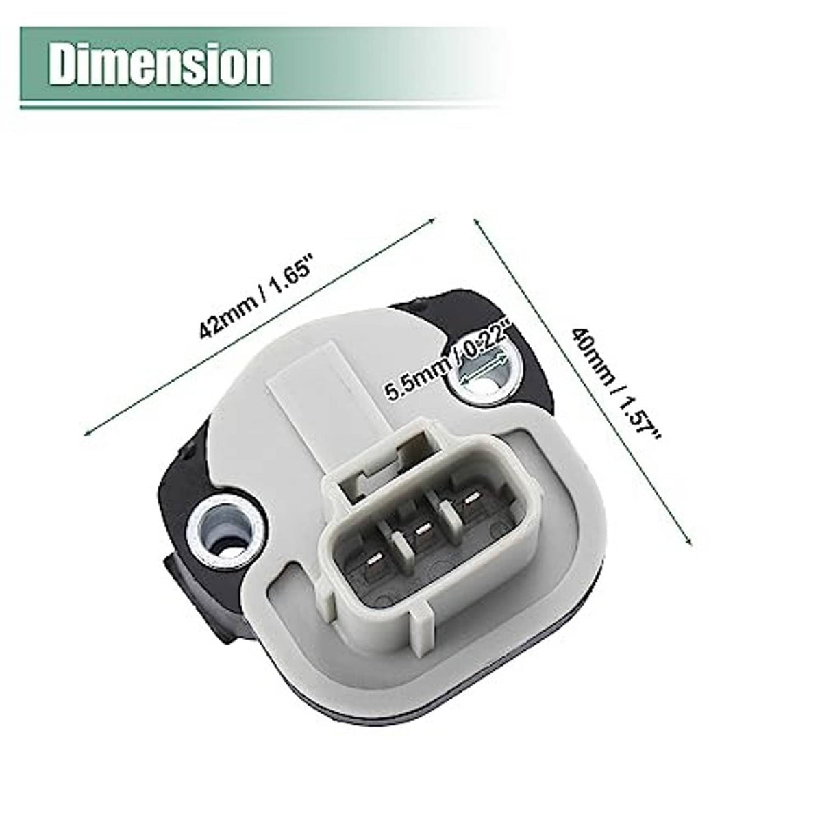 Throttle position sensor with mounting bolts and front 3-pin electrical plug