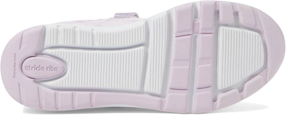 Light lavender light-up sneaker outsole with ridged tread and cushioned midsole