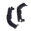 Pair of front bumper support brackets, black plastic, driver and passenger