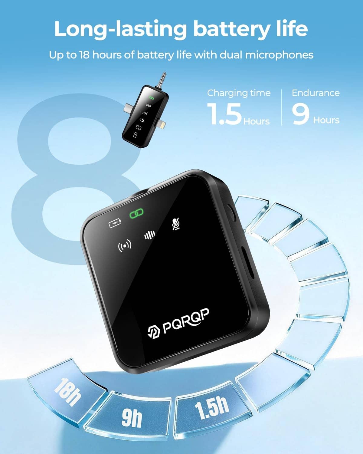 Soot black wireless mini microphone receiver with charging cable