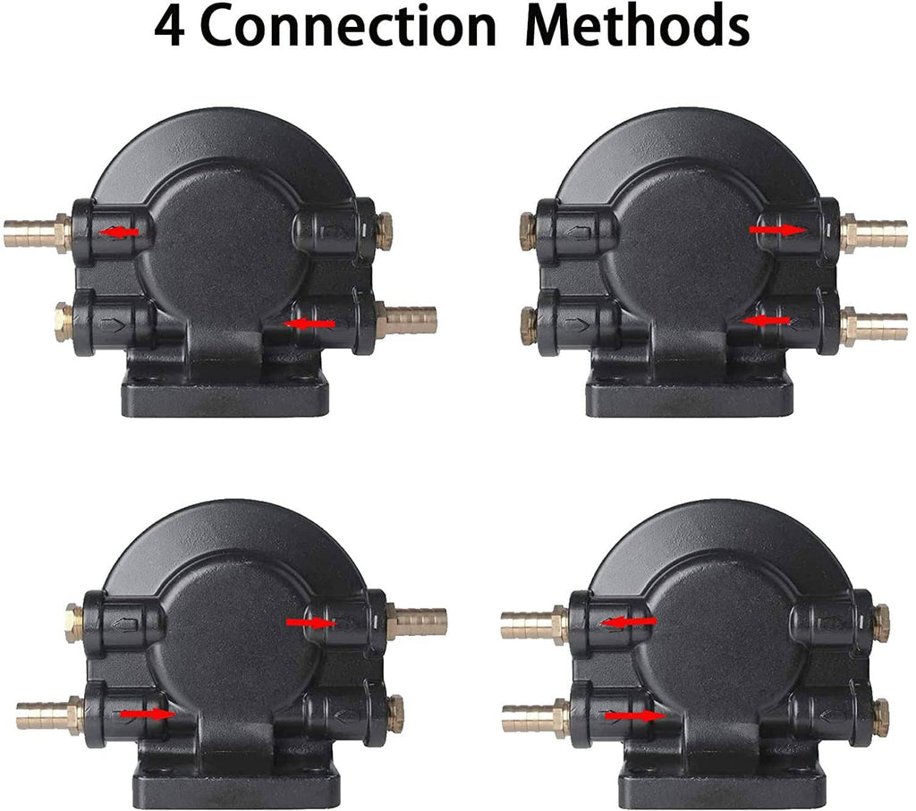 Fuel filter head with four connection ports and threaded fittings, black housing