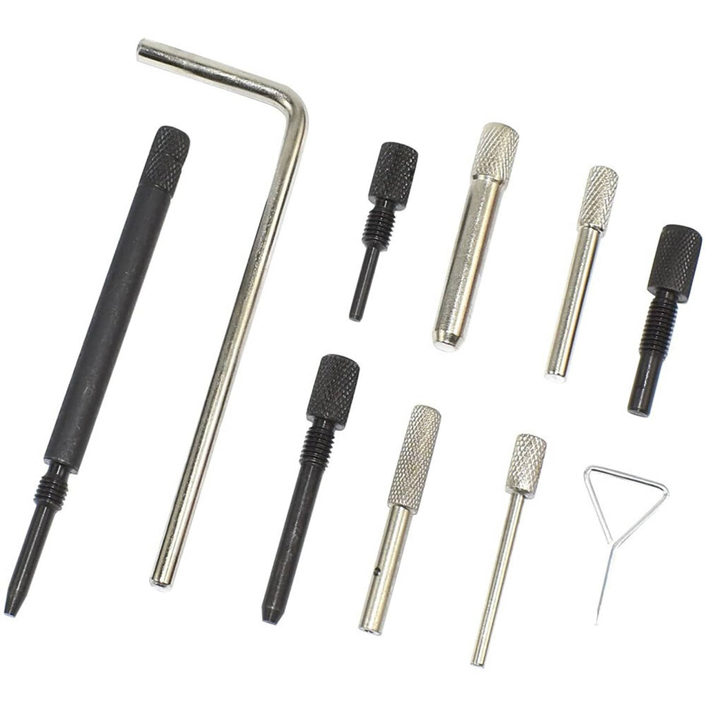 Engine timing tool kit pin and adapter set: metal rods and knurled adjusters