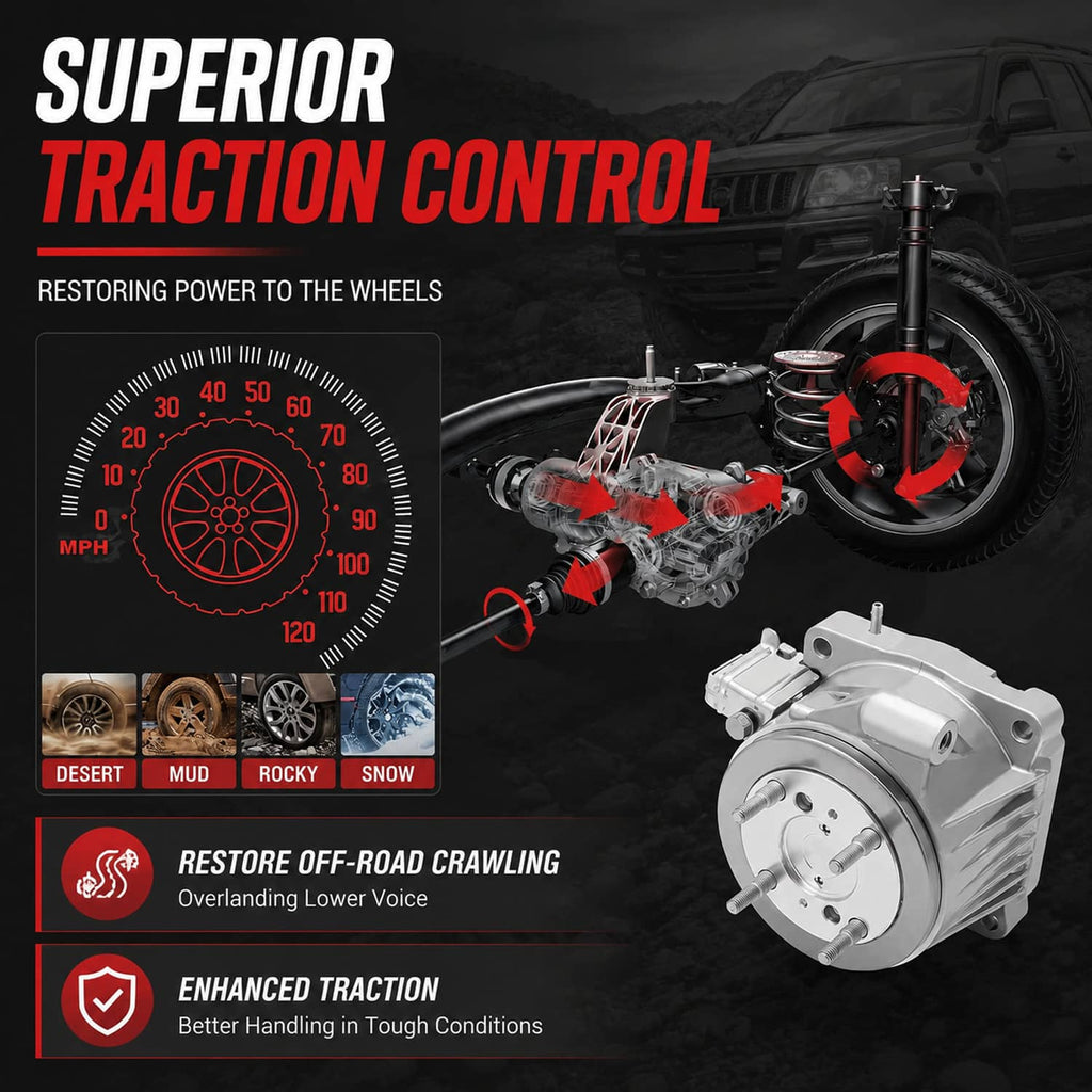 Rear differential viscous coupler with silver housing and round mounting flange