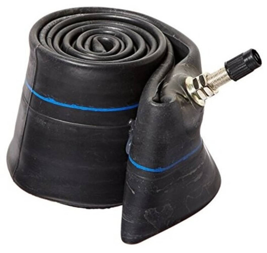 Motorcycle inner tube with TR4 valve stem, coiled rubber with blue stripe