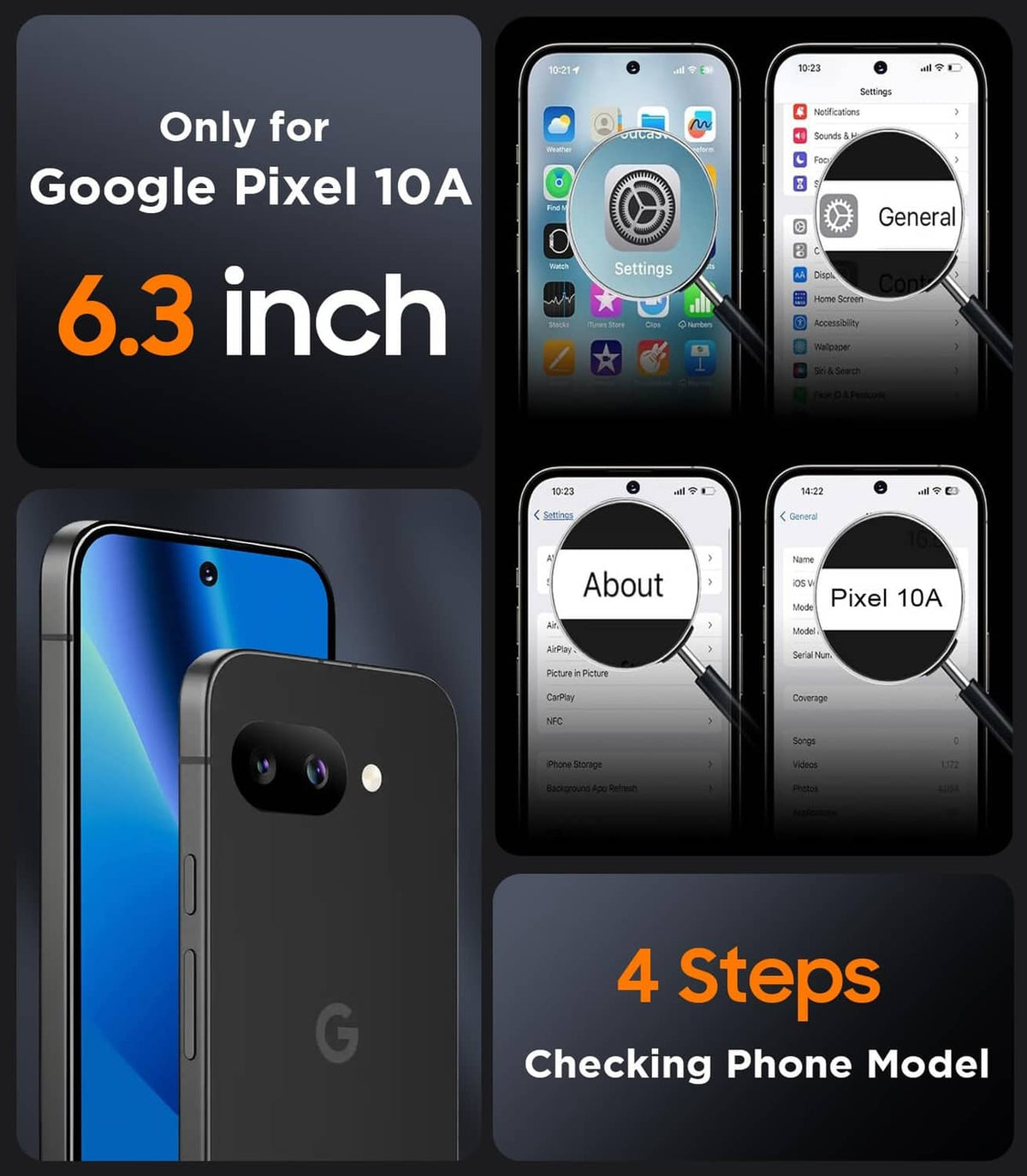 Magnetic phone case for Google Pixel 10A, light gray shell with camera guard