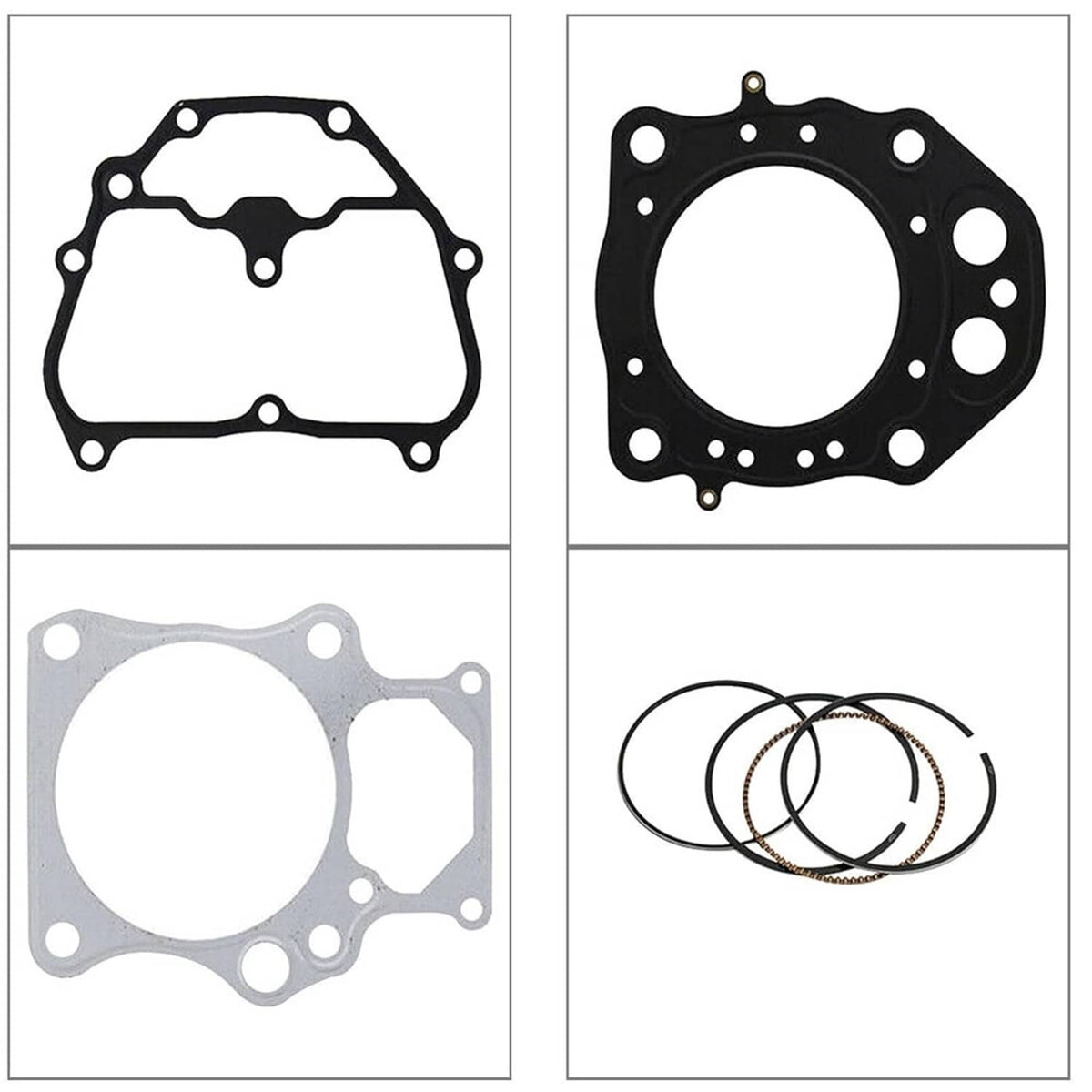 Cylinder piston gasket top end rebuild kit gasket set shown in black and silver