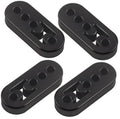 Black rubber exhaust hanger set, four adjustable 4-hole hangers with mounting slots