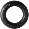 Black butyl rubber inner tube with blue outline and TR13 valve stem, close-up