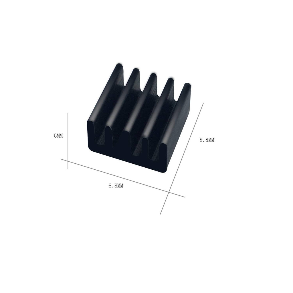 Black mini finned heatsink with 8.8mm length and 5mm height