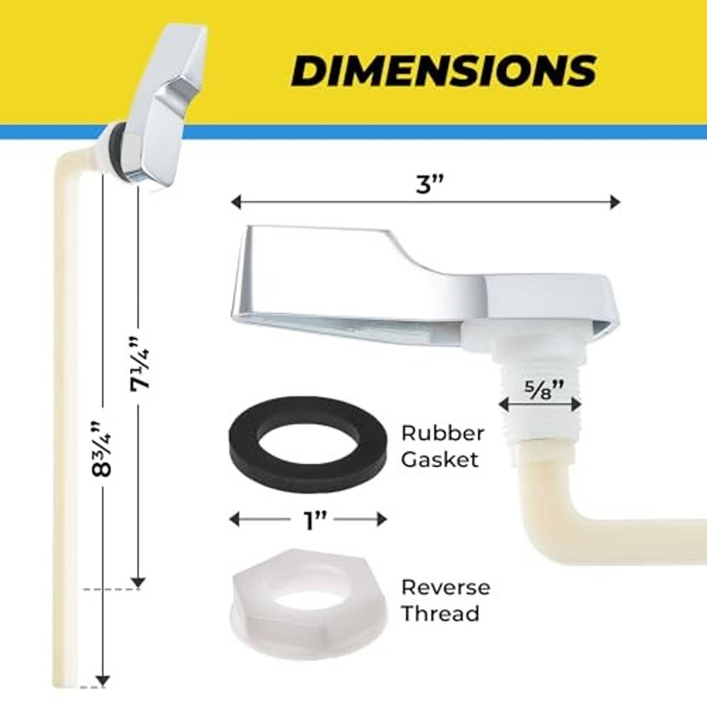 Flush lever replacement with rubber gasket and reverse-thread connector