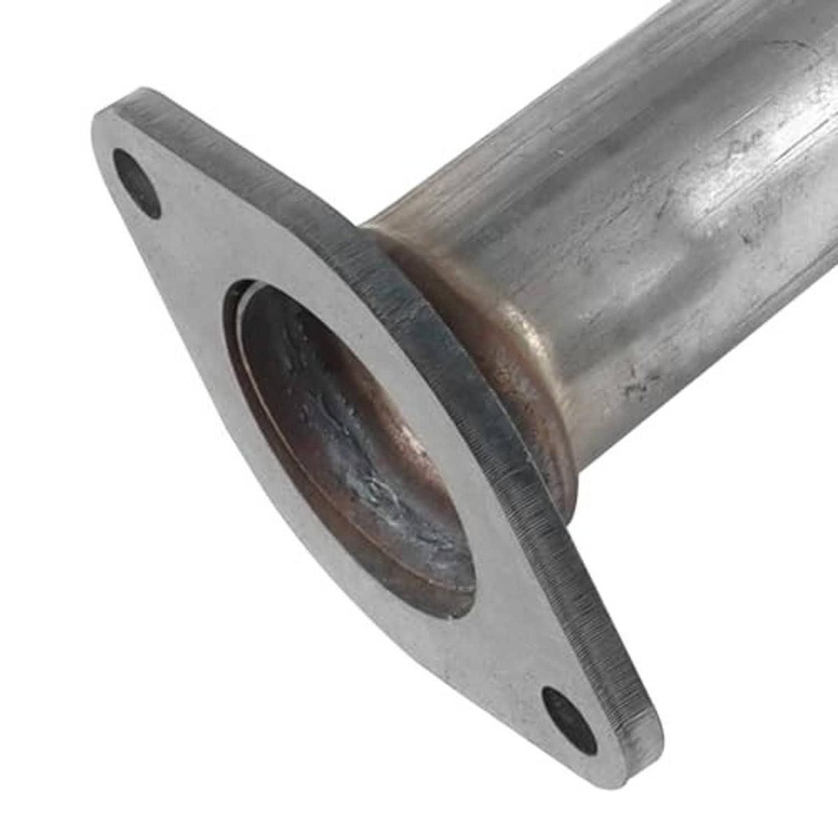 Stainless steel exhaust flange fitting with circular port and bolting holes