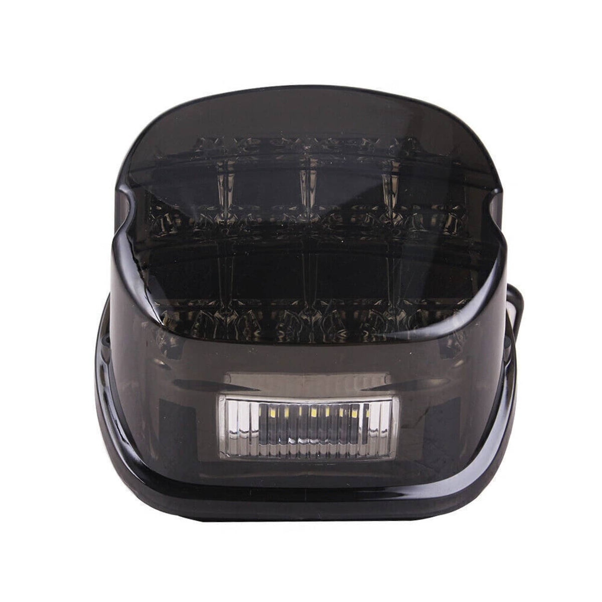 Smoked-lens LED tail light close-up with clear center reflector window