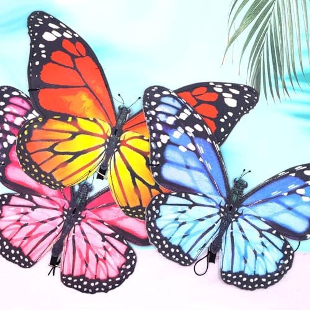 Colorful butterfly wind spinner set with curled rainbow spring tails