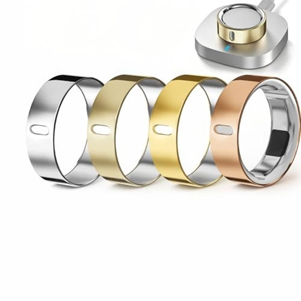 Four TPU ring covers in silver, gold, rose gold, and champagne gold, side view.