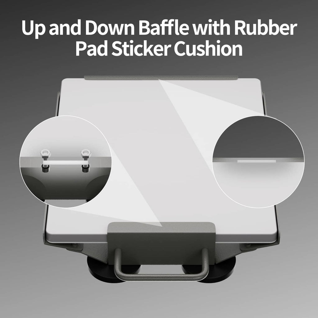 Gray magnetic mount base with rounded black magnet blocks and mounting bracket