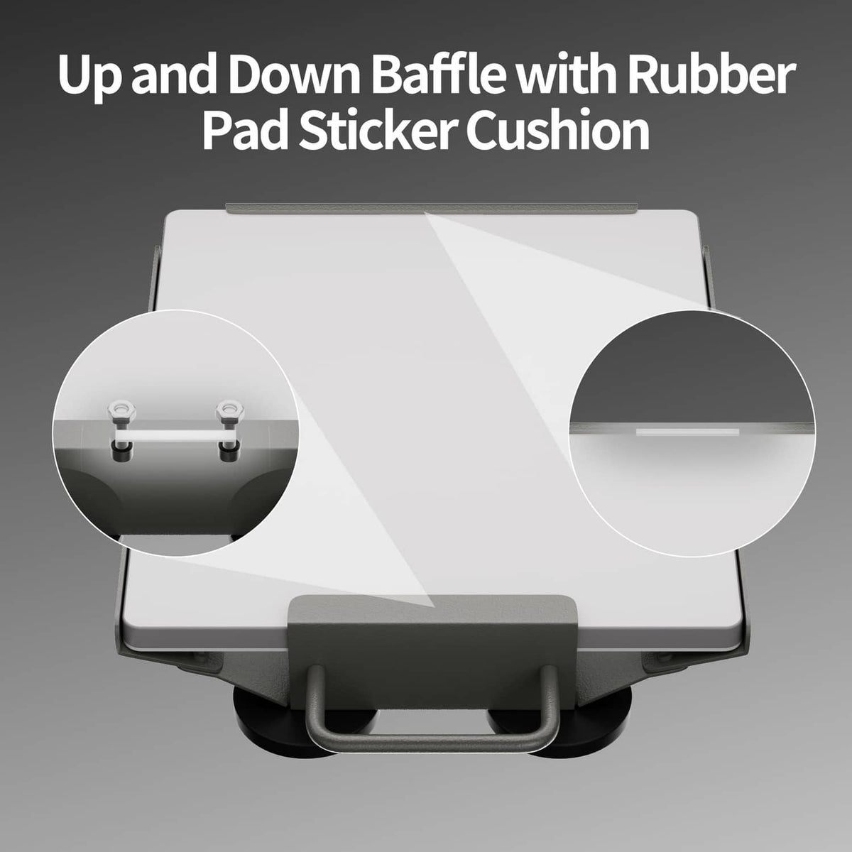 Gray magnetic mount base with rounded black magnet blocks and mounting bracket