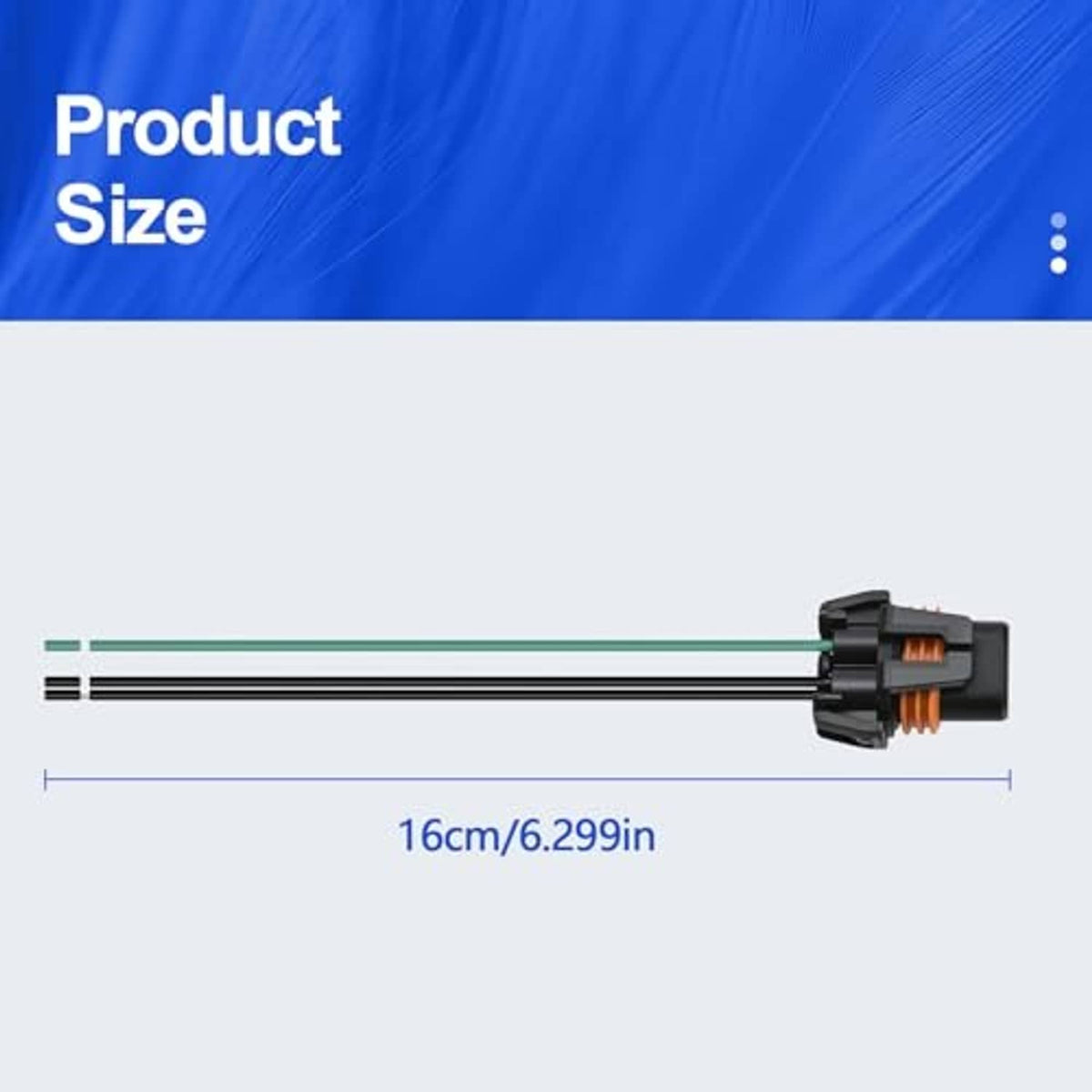 Halogen bulb connector pigtail length 16 cm with black housing and green/black leads