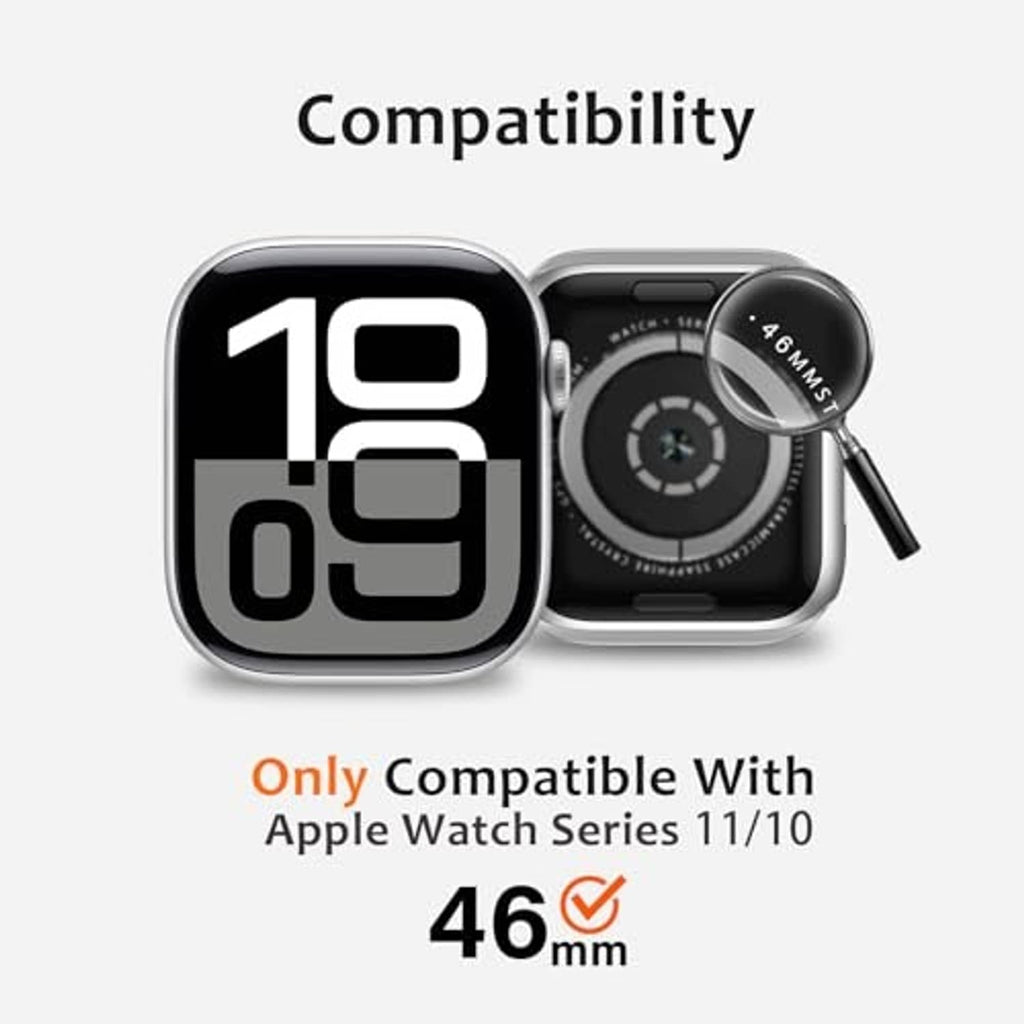 Black metal watch case compatible with 46mm Apple Watch Series 11/10