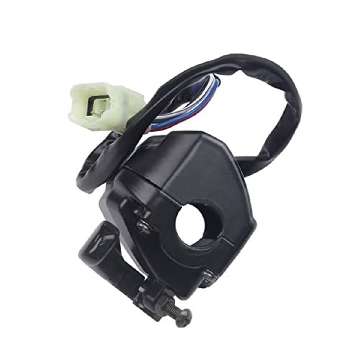 Black throttle lever switch assembly with wire harness and white connector