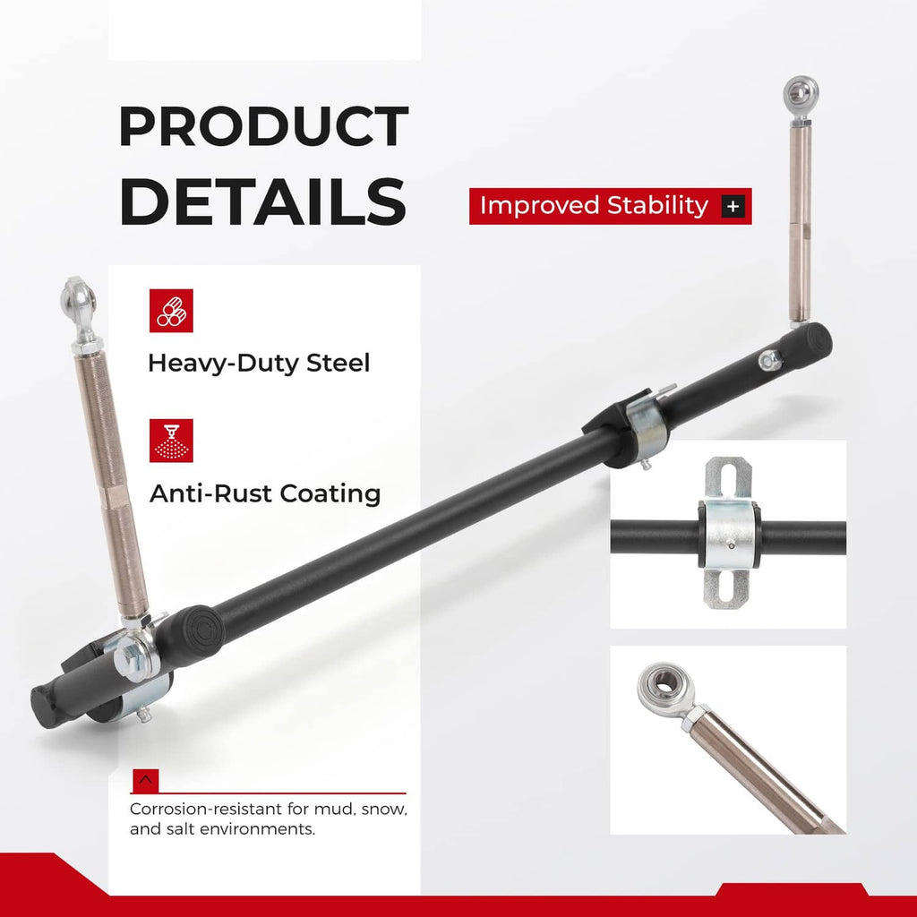 Steel sway bar anti-roll kit with heavy-duty steel bar and anti-rust coated end links