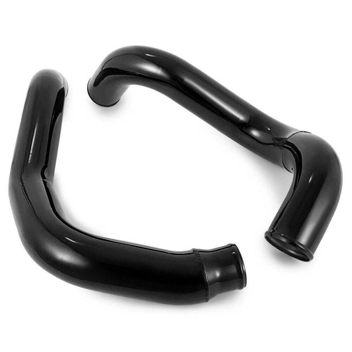 Black curved silicone intercooler piping pair with molded bends and end openings