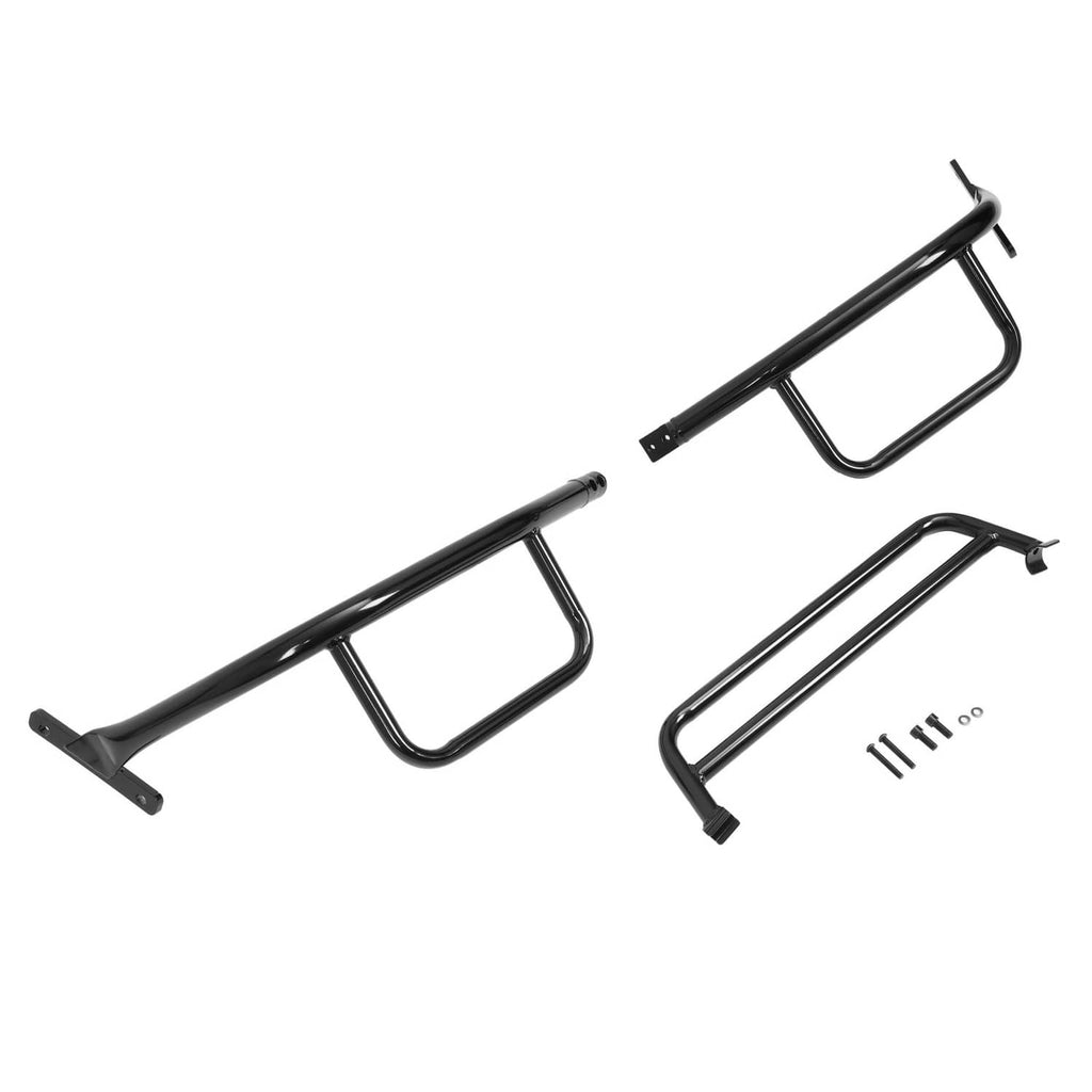 Black front brush guard frame pieces with mounting holes and included screws