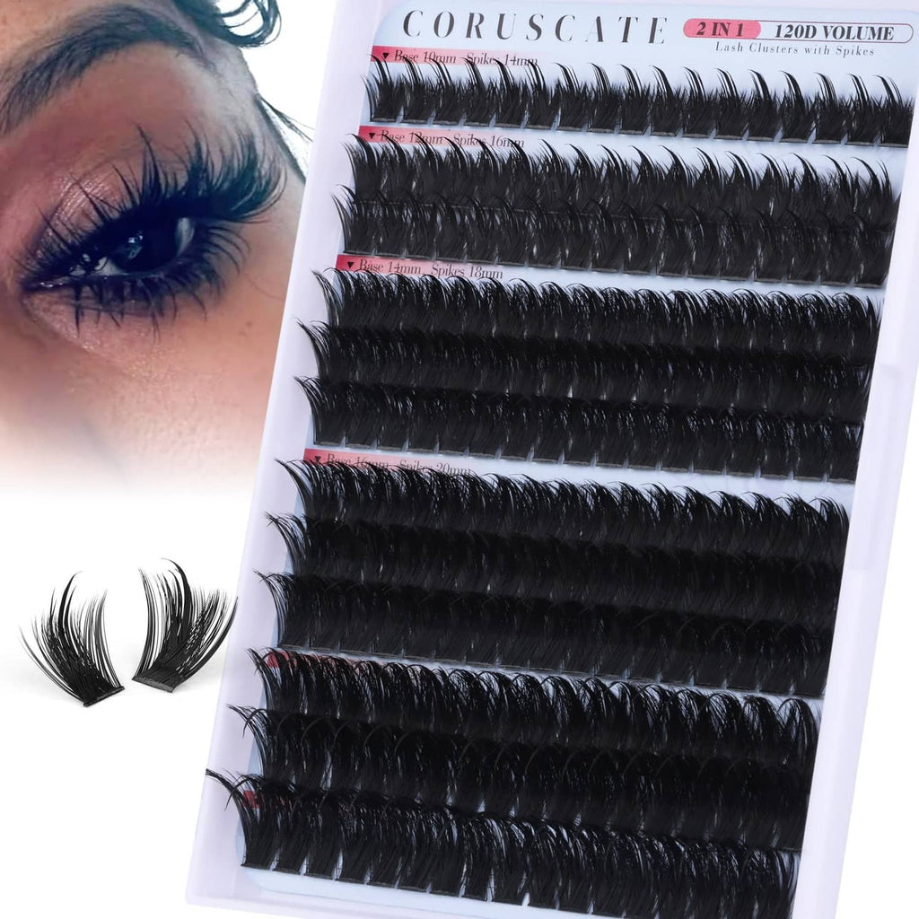 Black lash cluster extensions tray with loose spiky lash cluster pieces