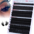 Black lash cluster extensions tray with loose spiky lash cluster pieces