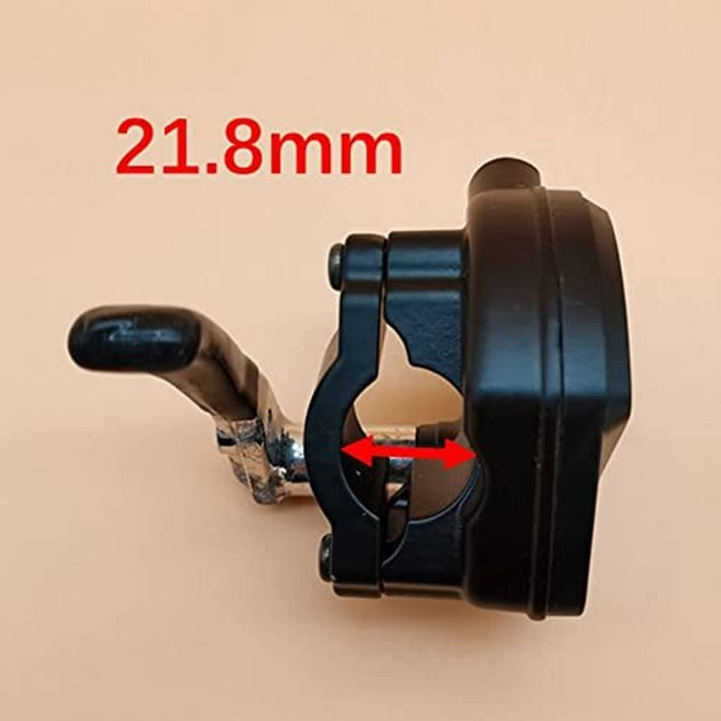 Thumb throttle with black grip lever and rounded housing, side view