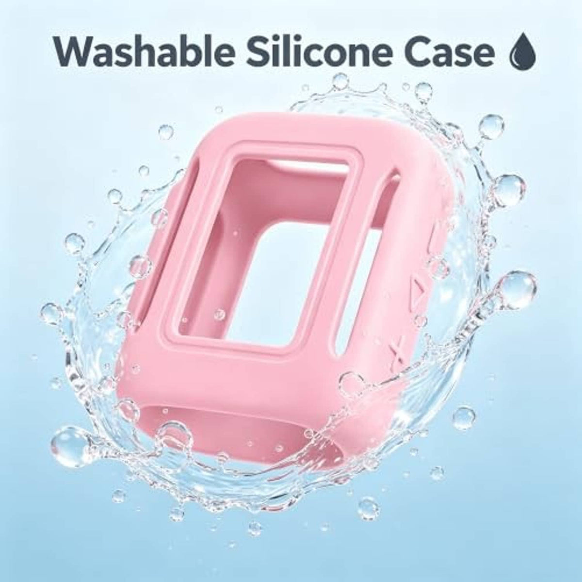 Washable pink silicone case cover for JBL Go 5 with splash protection