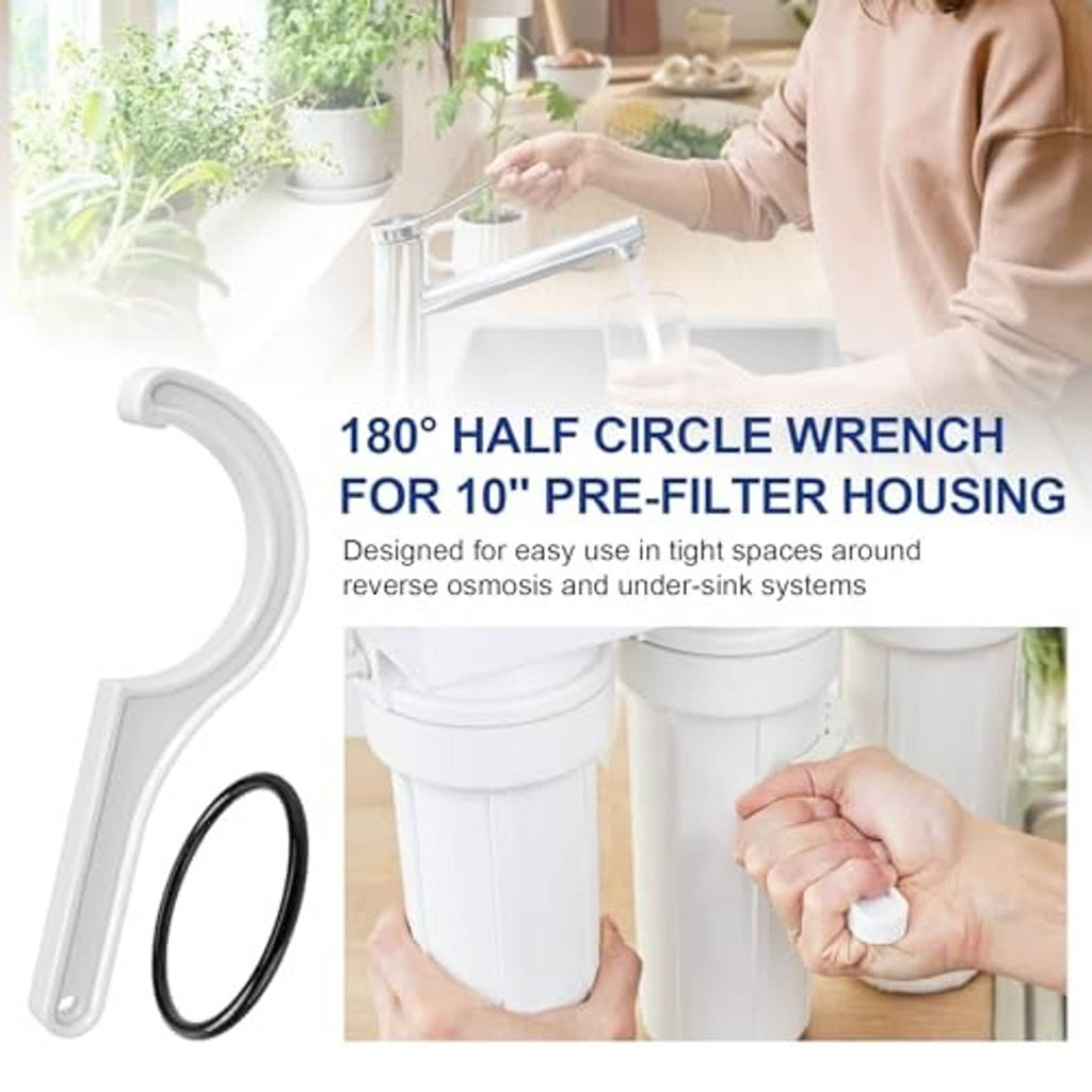 180° half-circle water filter housing wrench with black O-ring seal
