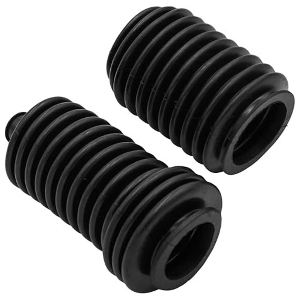 Pair of black steering rack boots with ribbed accordion folds and flared ends