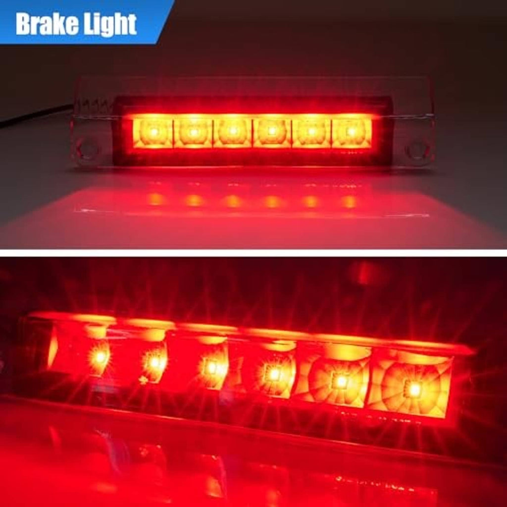 Third brake light with clear lens emitting bright red brake light glow