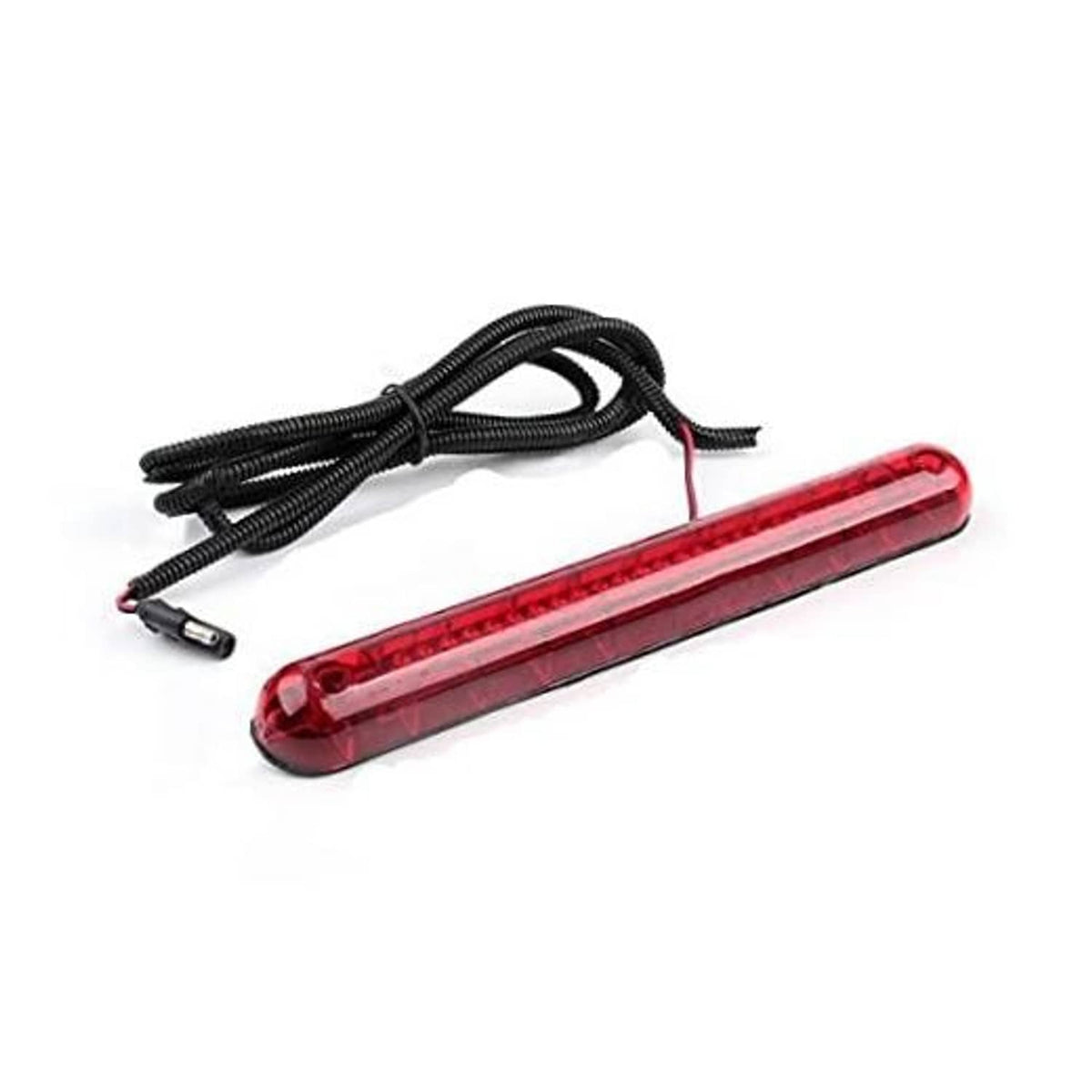 Red LED high mount 3rd brake light with black wiring harness and connector
