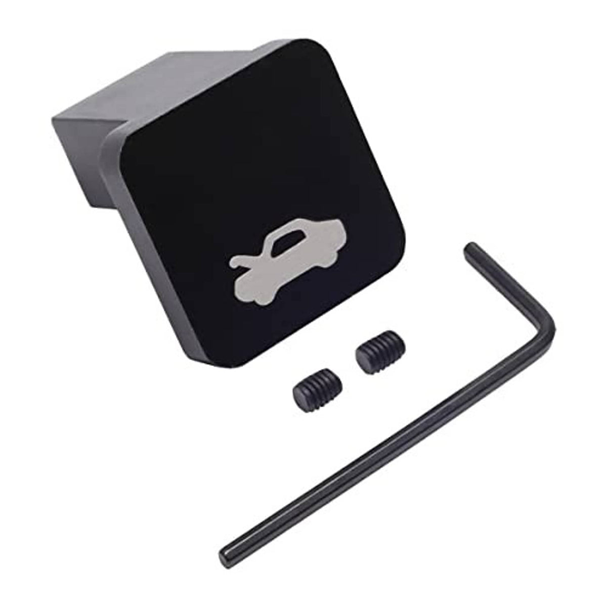 Hood latch release handle repair kit: black latch cover with key icon, hex key, screws
