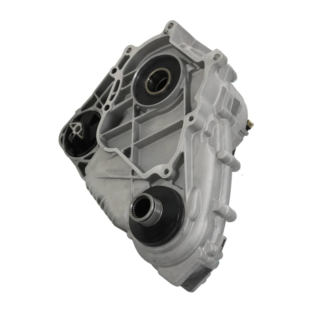 Transfer case assembly with multiple mounting points and round front/rear ports